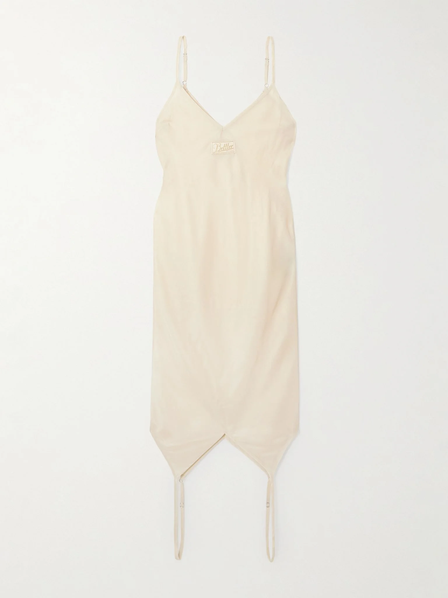 Cami appliquéd satin-twill midi dress Ivory - 1