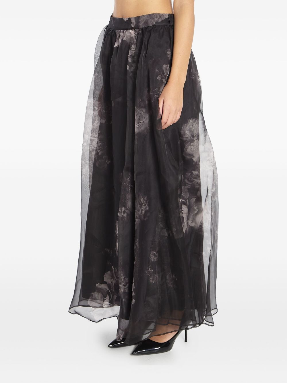 floral-print gathered midi skirt - 4
