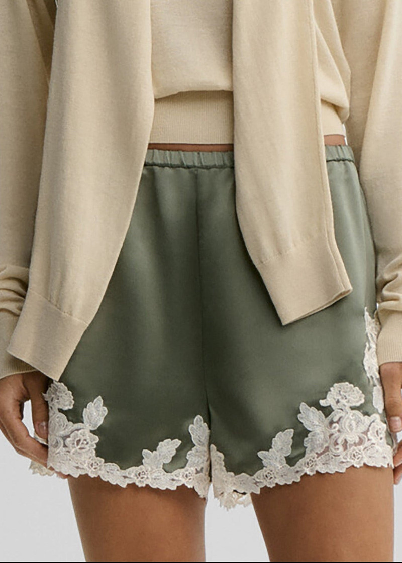 By Malene Birger Eri Satin Shorts - Deep Lichen Green 3