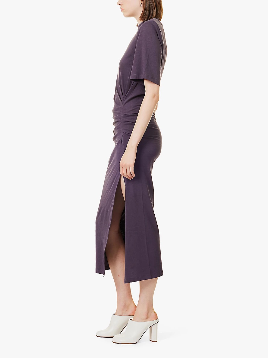 Lexia ruched-front organic-cotton midi dress - 3