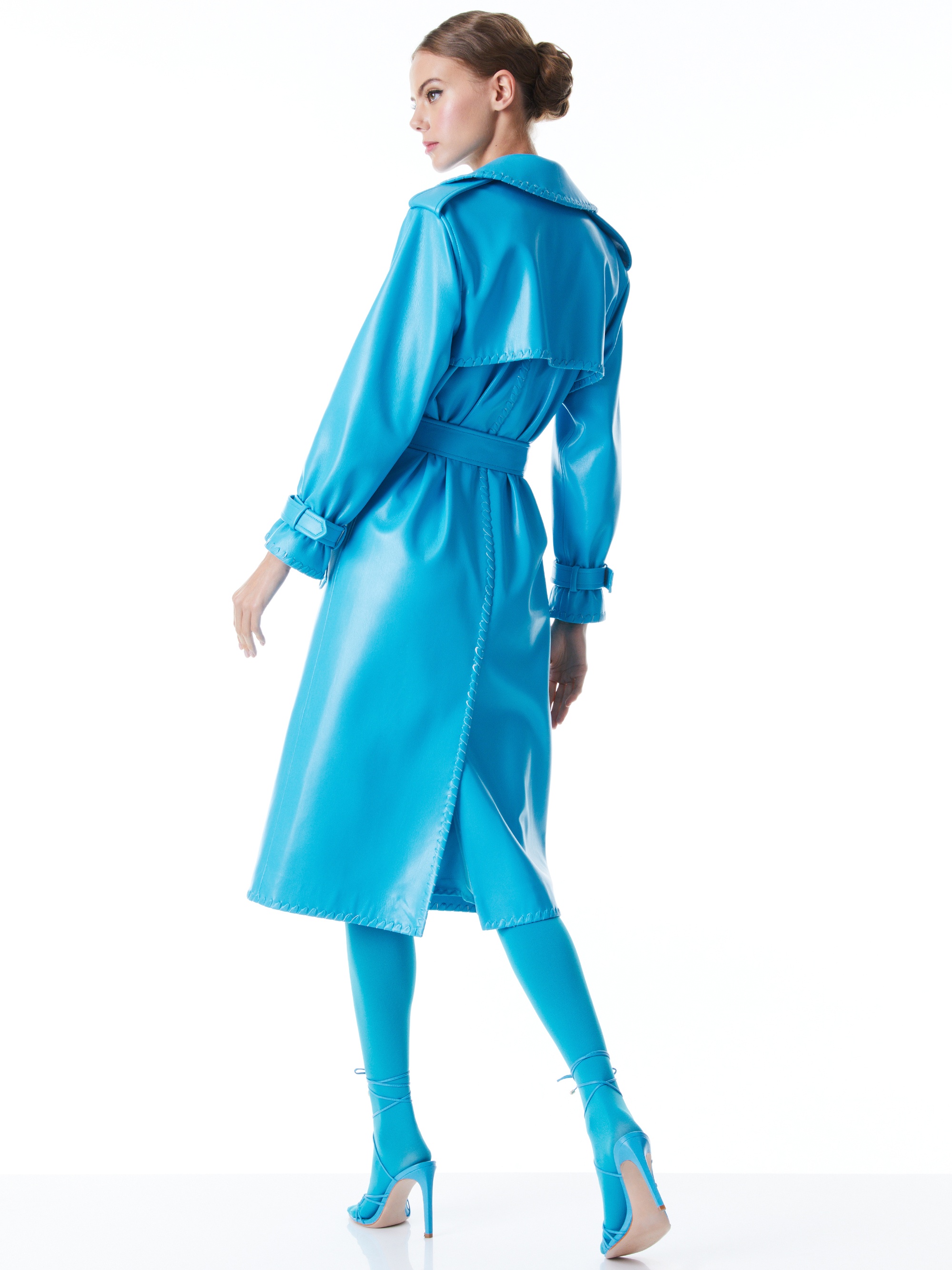 NEVADA VEGAN LEATHER TRENCH COAT - 3