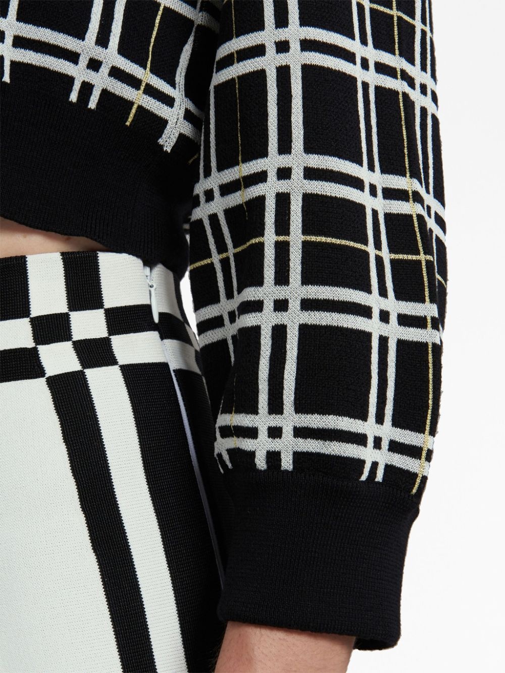 checked cropped cardigan - 6