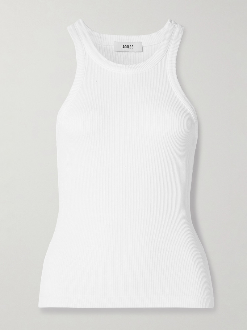 Rayne Ribbed Stretch Organic Cotton And Lyocell-blend Jersey Tank 1