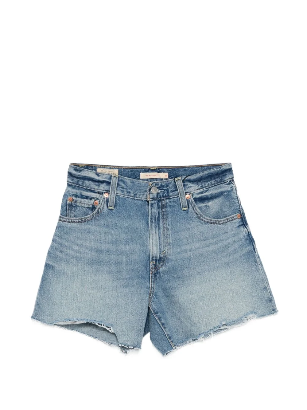 frayed denim shorts - 1