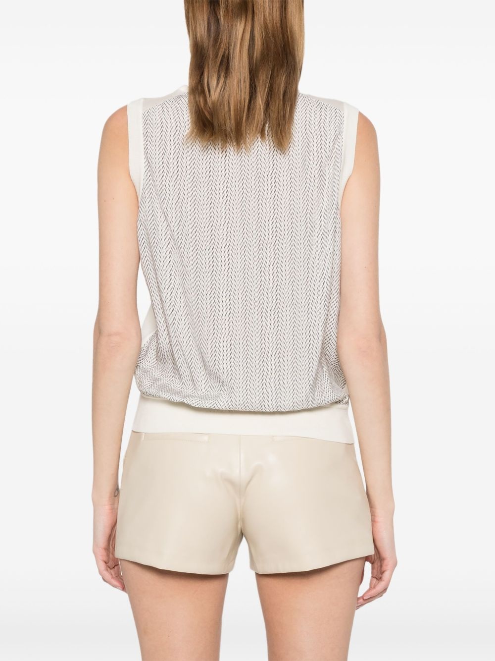 abstract pattern-detail sleeveless knitted top - 4