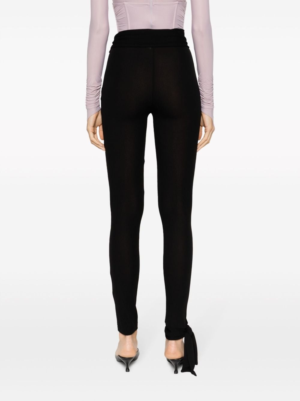 semi-sheer tied-waist leggings - 4