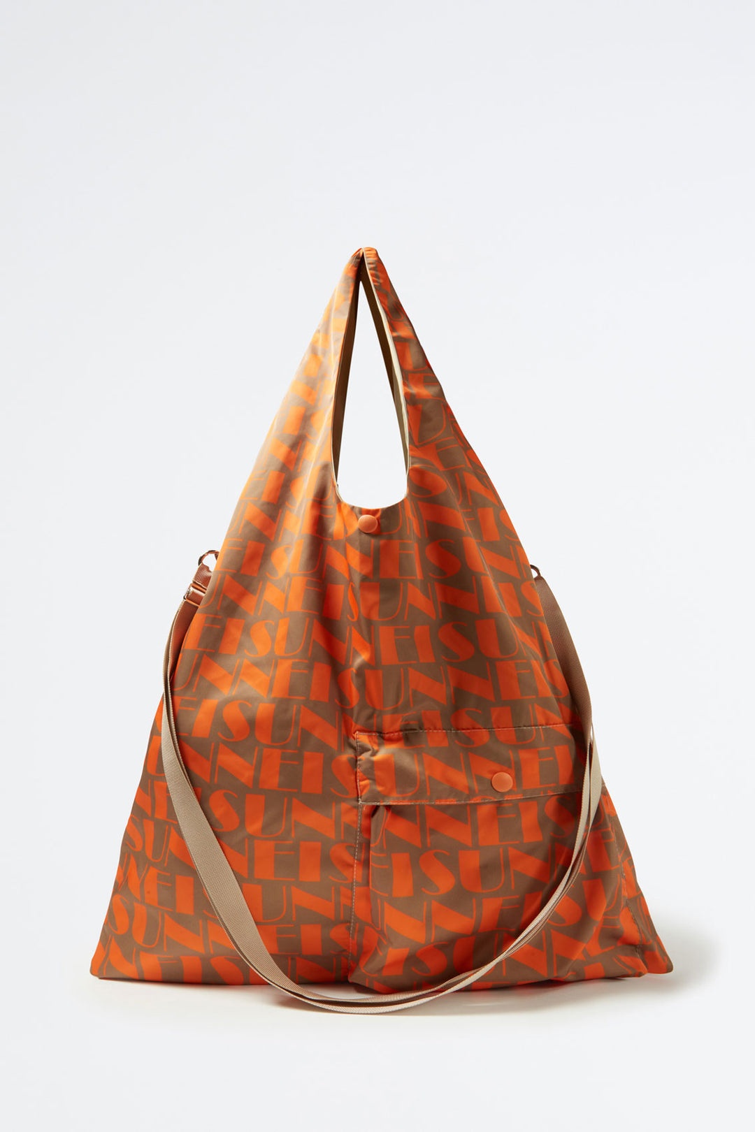 REVERSIBLE ORANGE & BEIGE LOGO SHOPPER BAG - 3