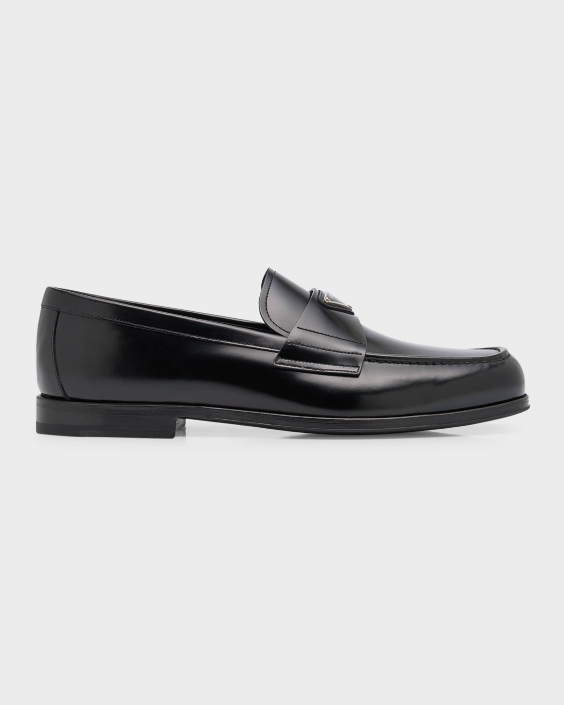 Men's Enameled Logo Leather Penny Loafers - 1