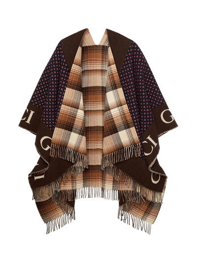 GUCCI reversible GG fringed poncho outlook