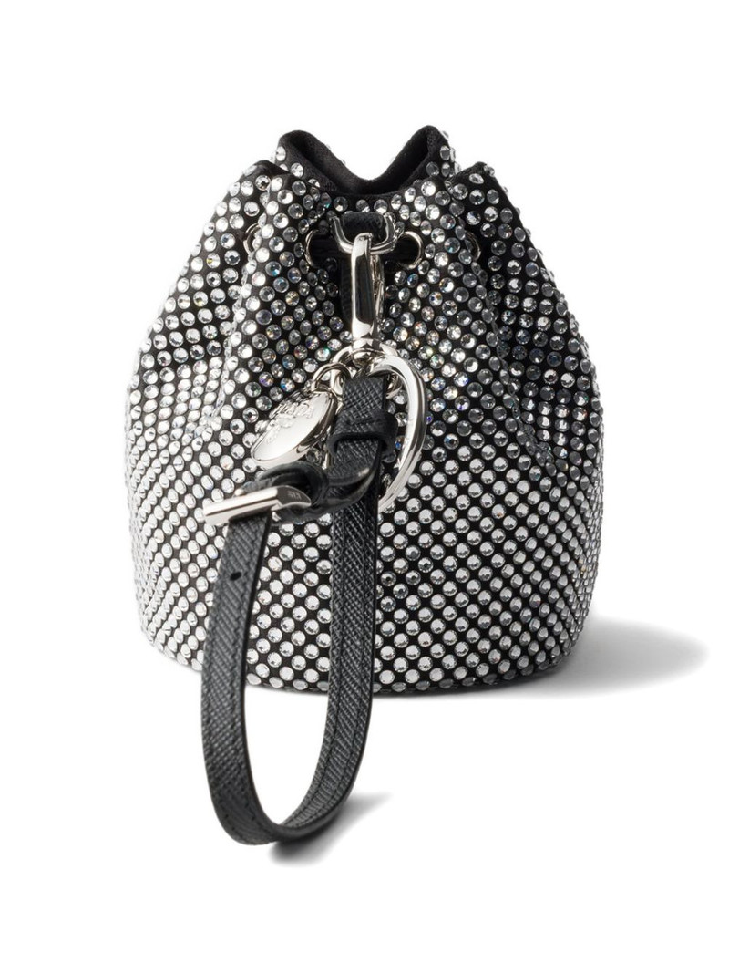 Prada mini Icon satin and crystals keychain charm outlook