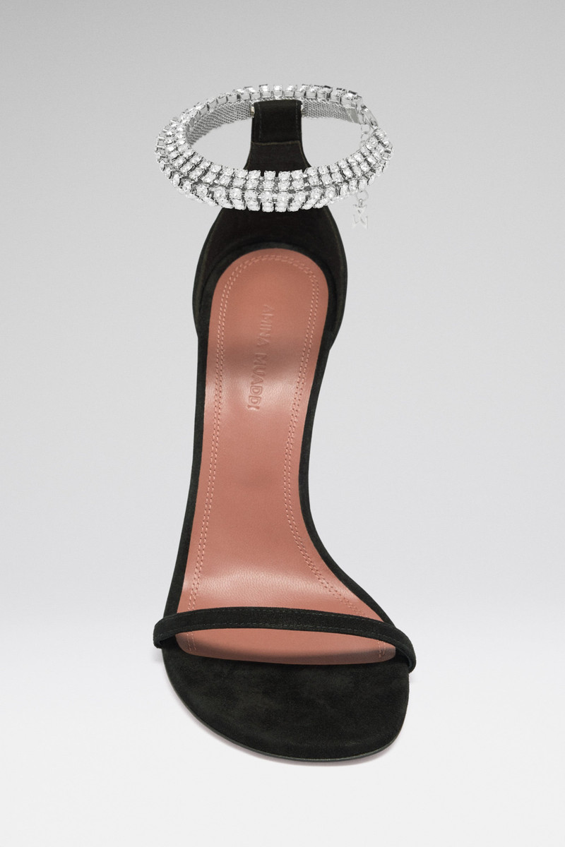 Amina Muaddi IMAN SANDAL BLACK SUEDE outlook