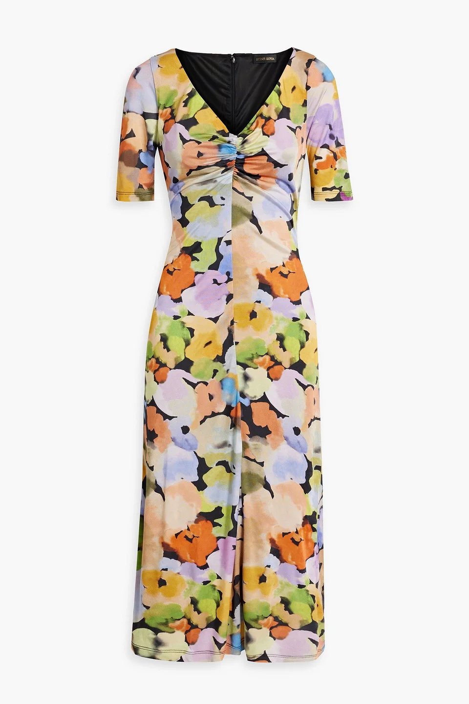Jose ruched floral-print satin-jersey midi dress - 1