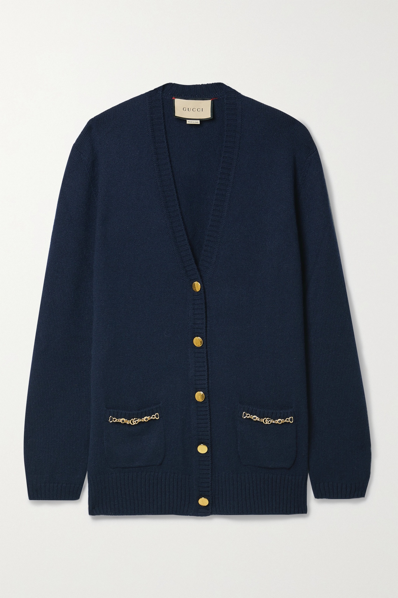 Horsebit-detailed cashmere cardigan - 1