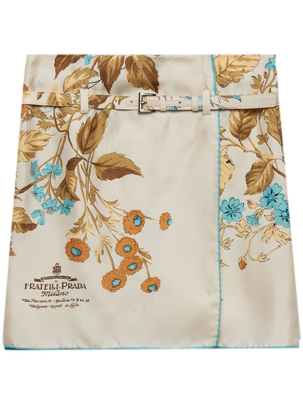 floral-print silk skirt - 1