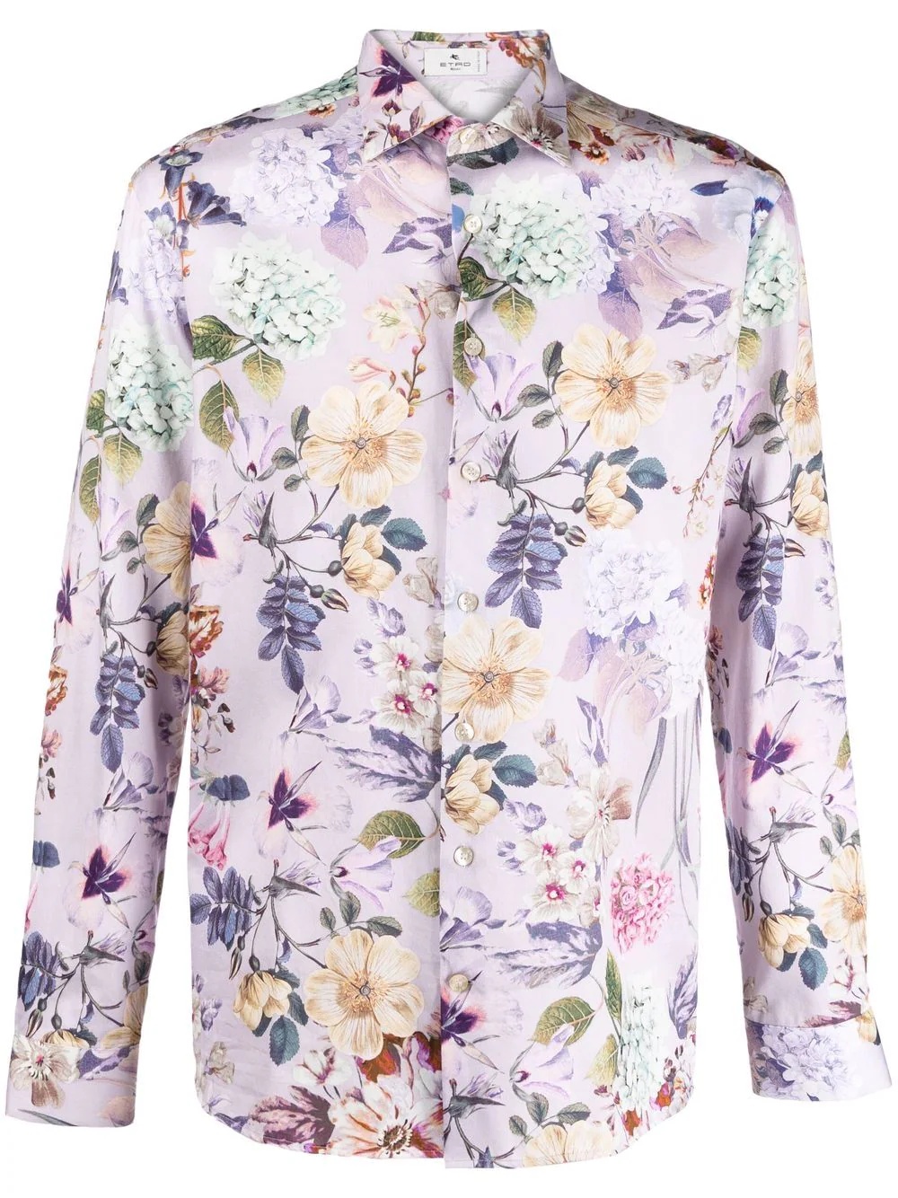 floral-print silk shirt - 1