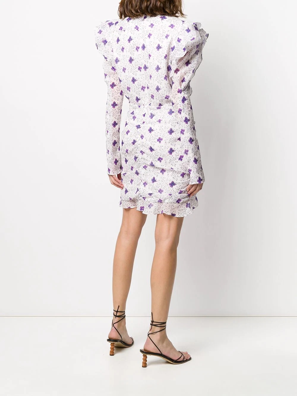 floral-print ruched crepeon mini dress - 4