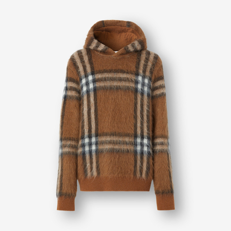 Exaggerated Check Wool Mohair Blend Hoodie 1