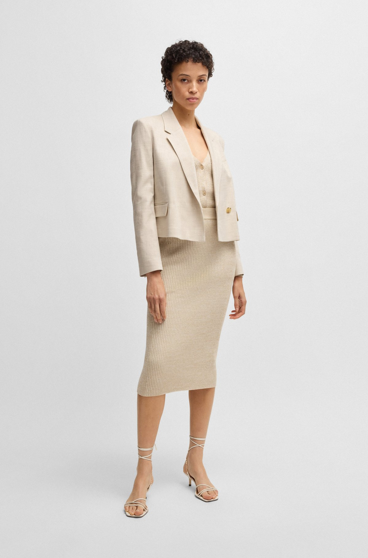 REGULAR-FIT BLAZER IN MELANGE STRETCH FABRIC - 3