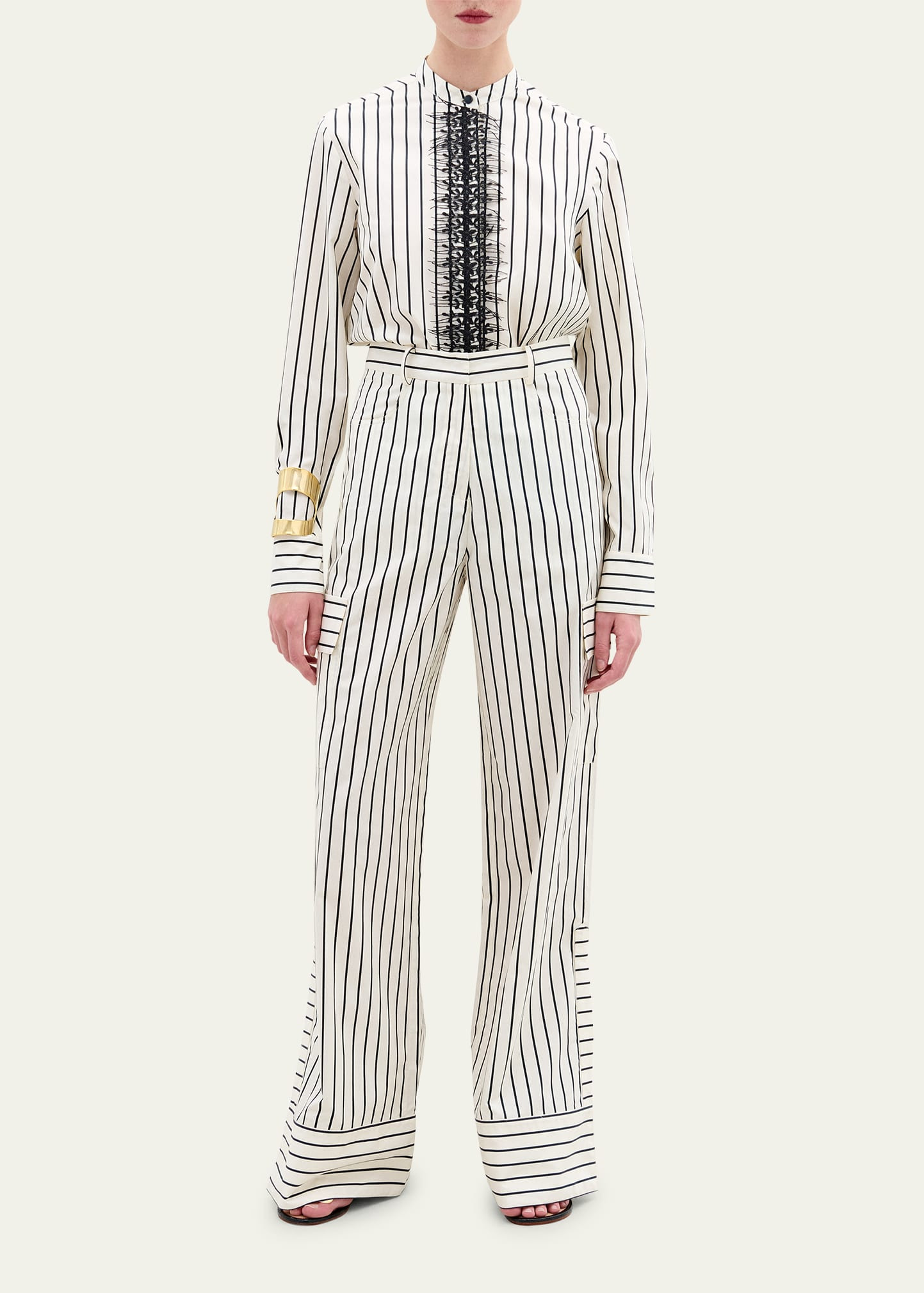 Falak Striped Wide Leg Cargo Pants - 2