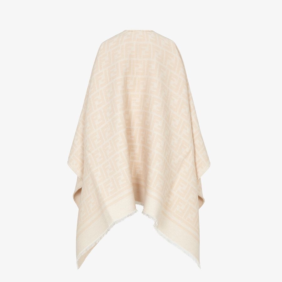 Poncho in beige wool and silk - 5