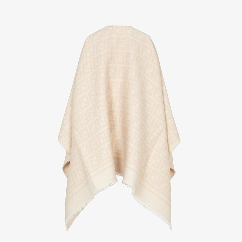 Poncho in beige wool and silk 5