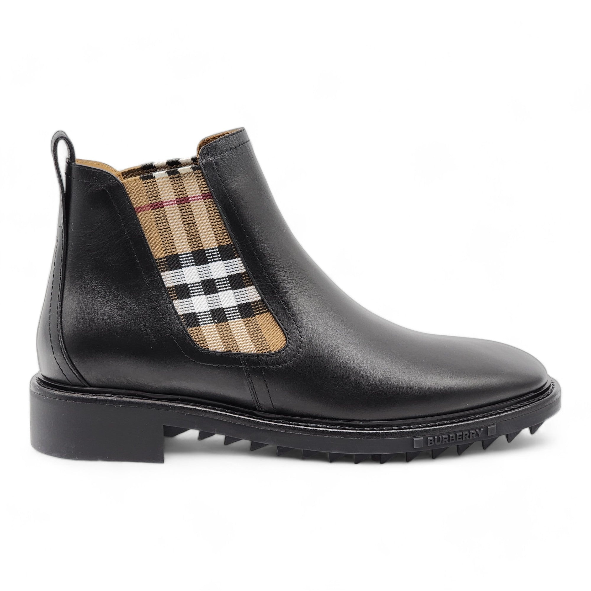 Burberry Vintage Check Detail Leather Chelsea Boots - 3