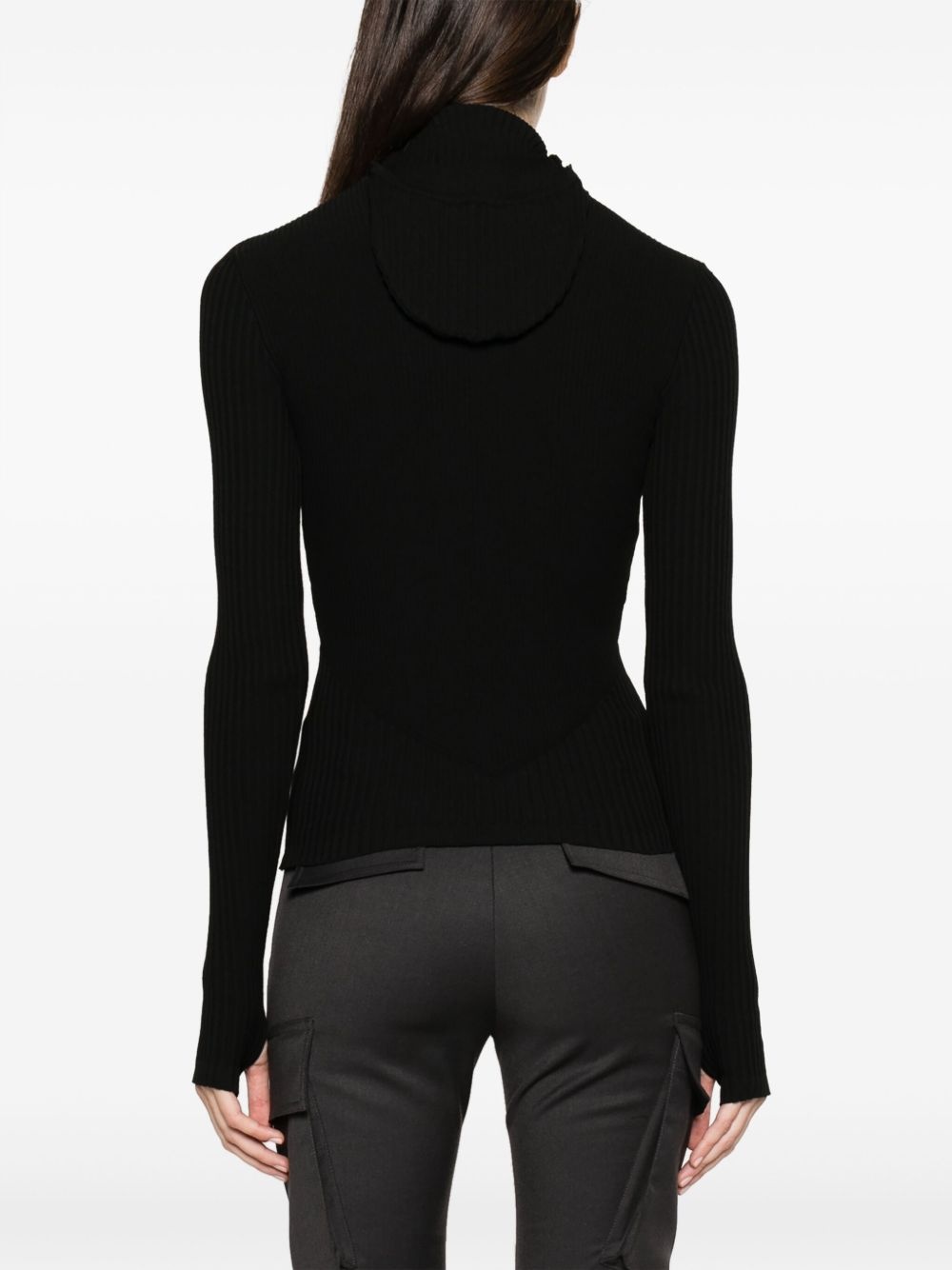balaclava-hood ribbed jumper - 4