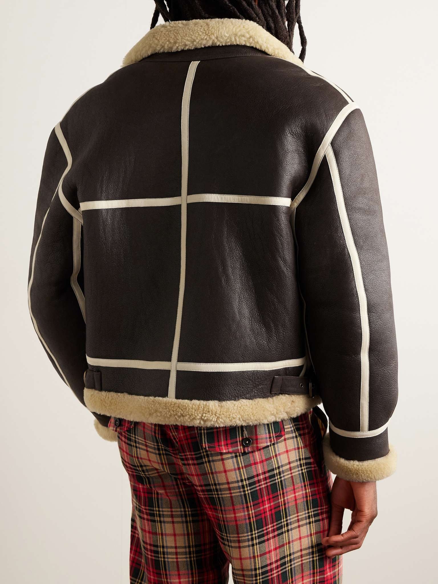 Leather-Trimmed Shearling Jacket - 4