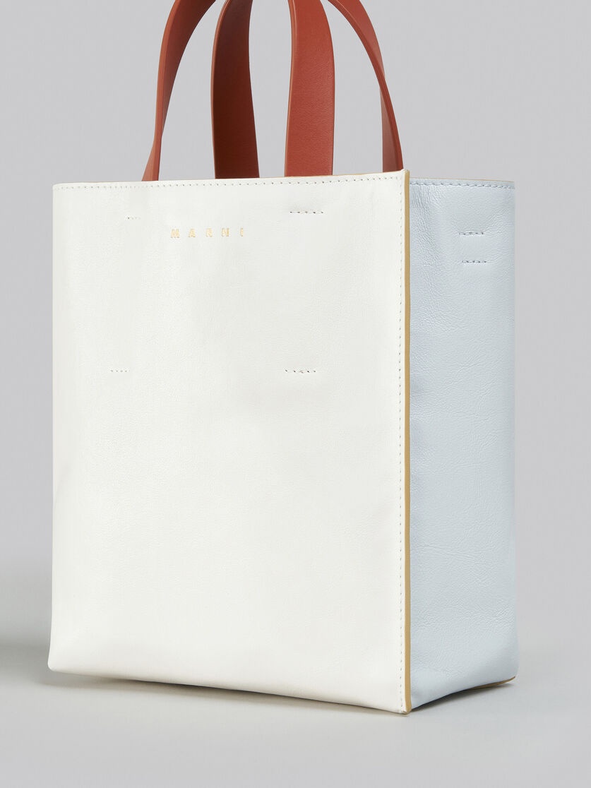 MUSEO SOFT MINI BAG IN WHITE LIGHT BLUE AND ORANGE LEATHER - 5