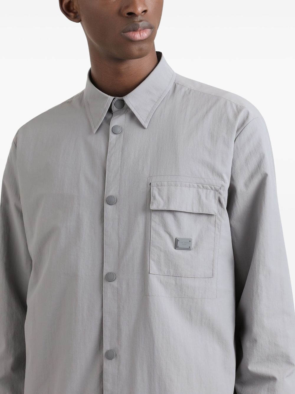 logo-plaque shirt jacket - 5