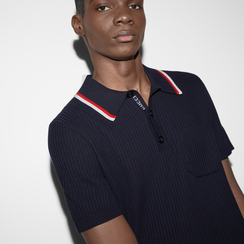 Rib stitch cotton polo shirt 5