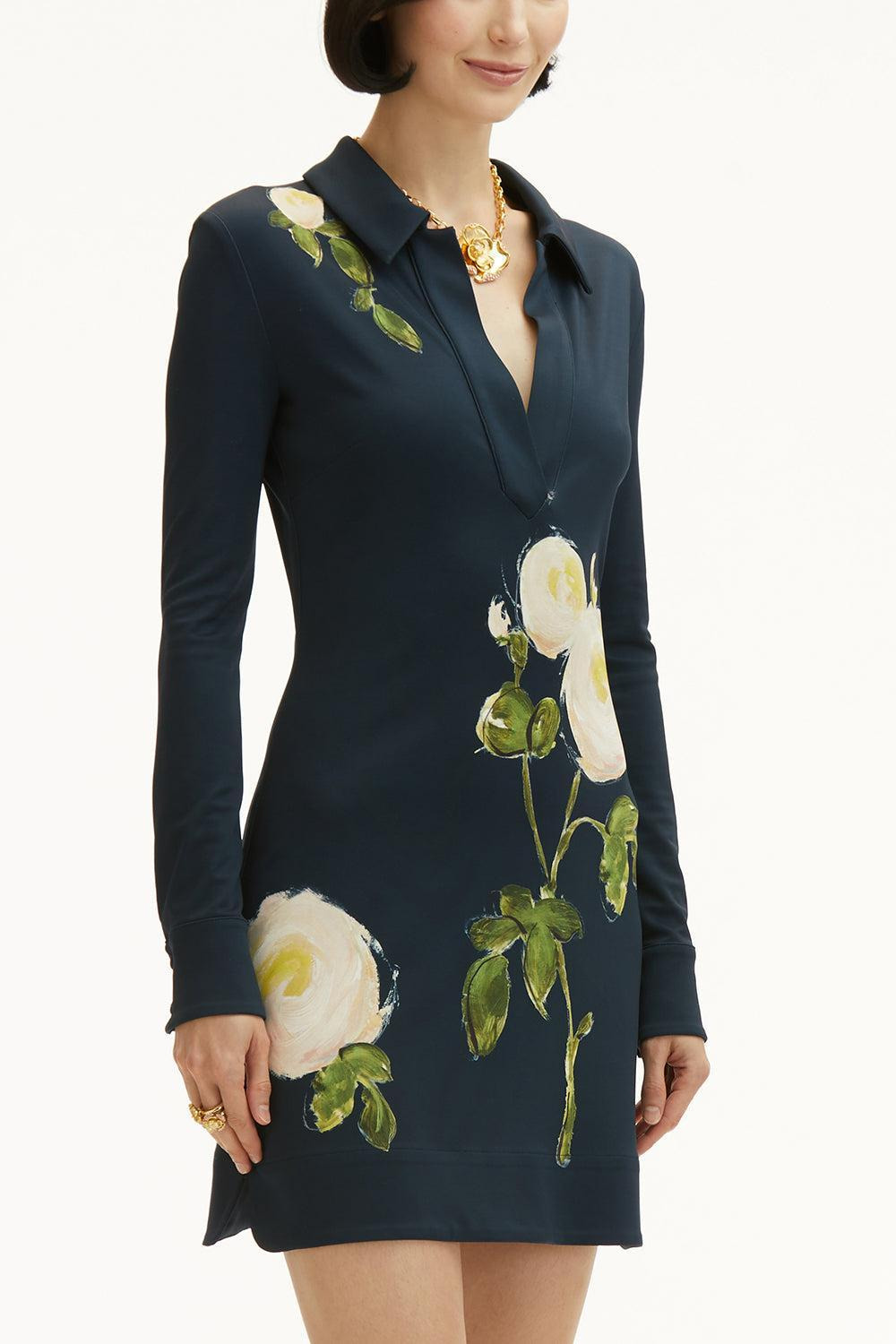Long Sleeve Roses Milano Dress - 5