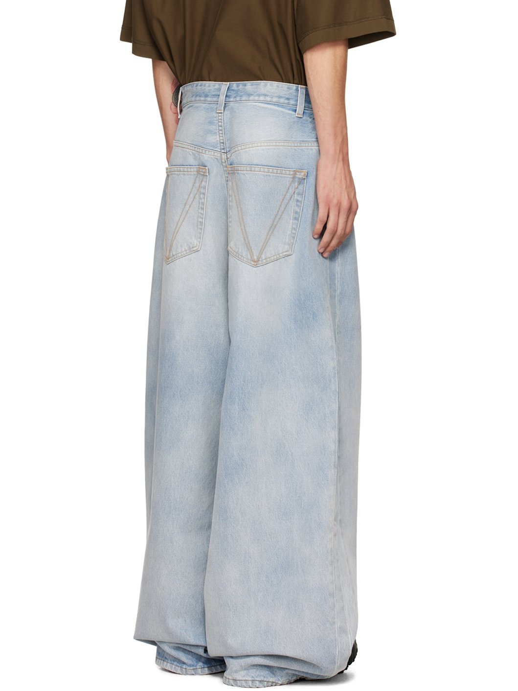 Blue Crystal Logo Big Shape Jeans - 3