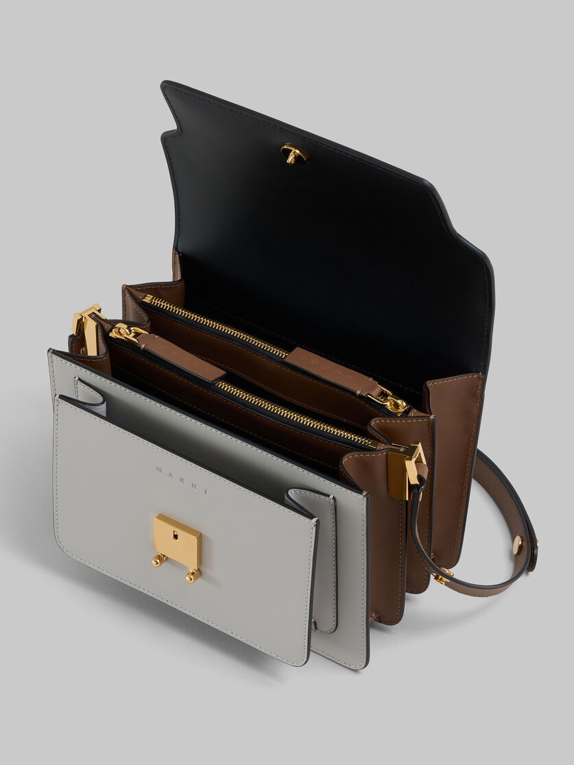 BLACK WHITE AND BROWN SMOOTH CALFSKIN MEDIUM TRUNK BAG - 3