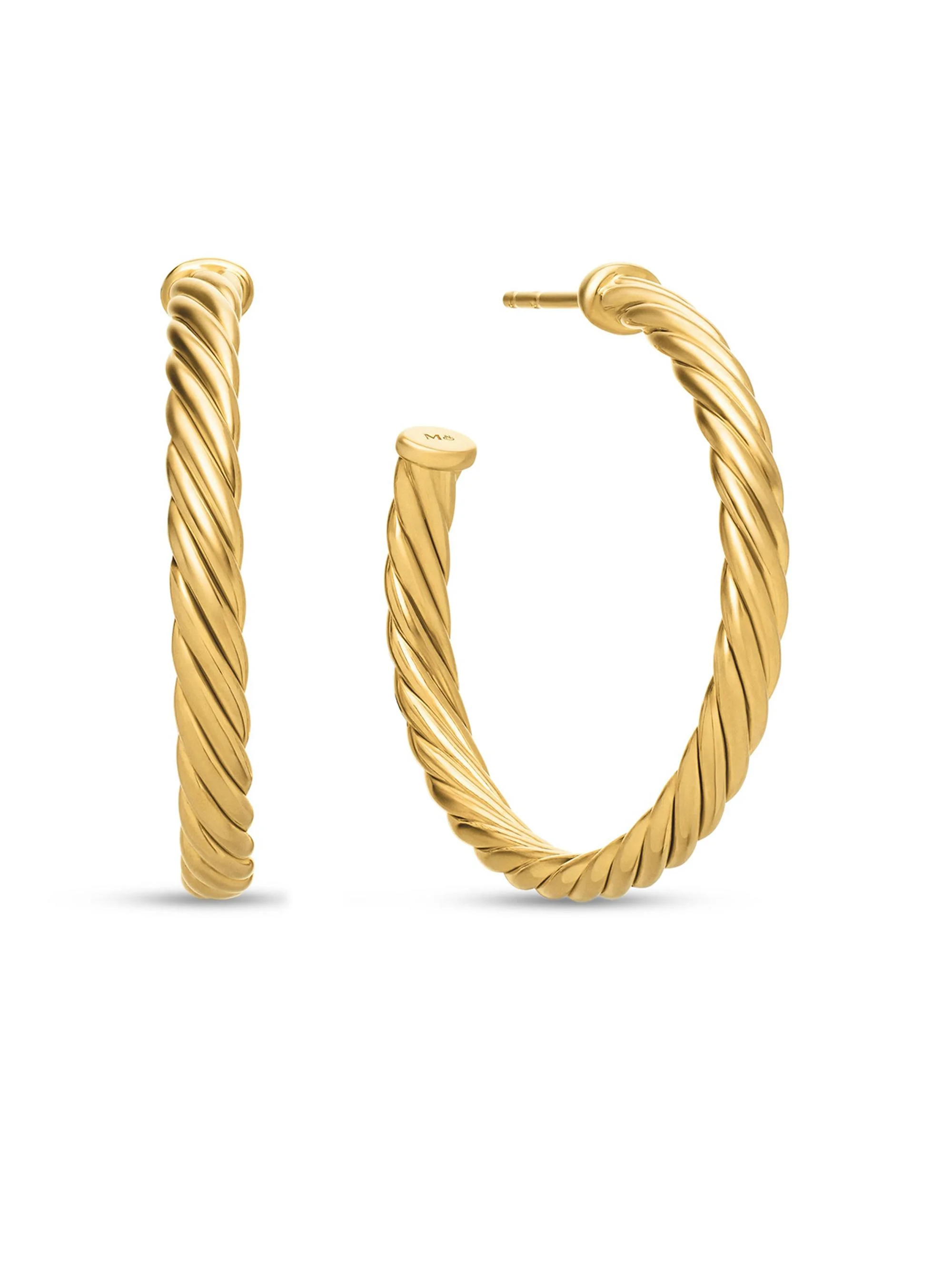 Women's Cablespira Hoop Earrings in 18K Yellow Gold, 1in - Gold - 1