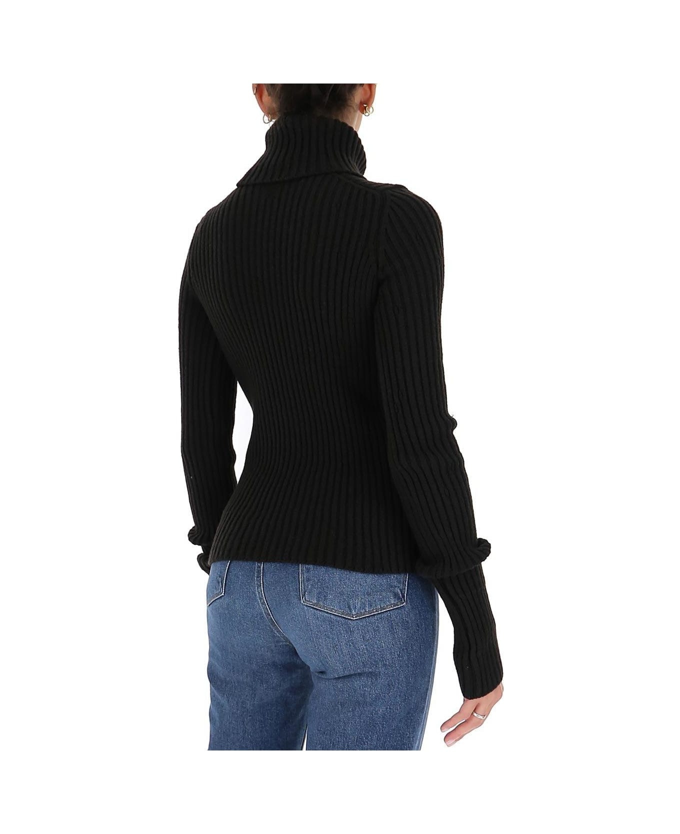 Rib Knit Turtleneck Jumper - 4