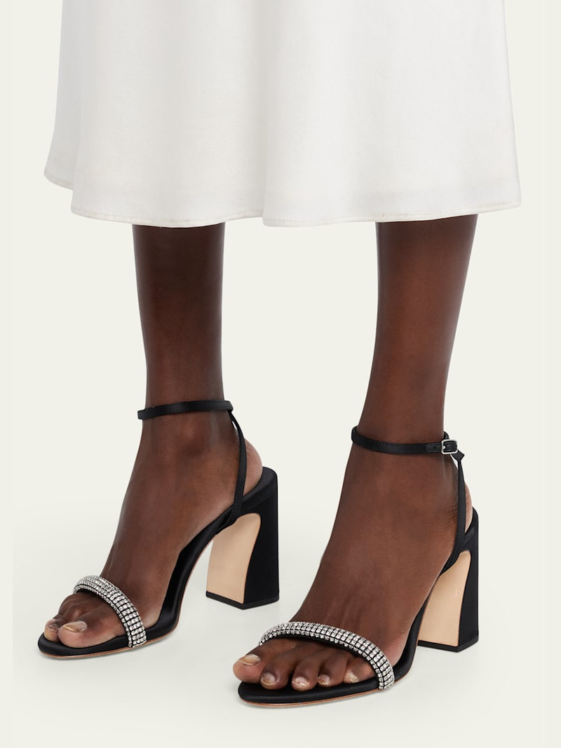 LOEFFLER RANDALL 90mm Malia Embellished Satin Curve Sandals outlook