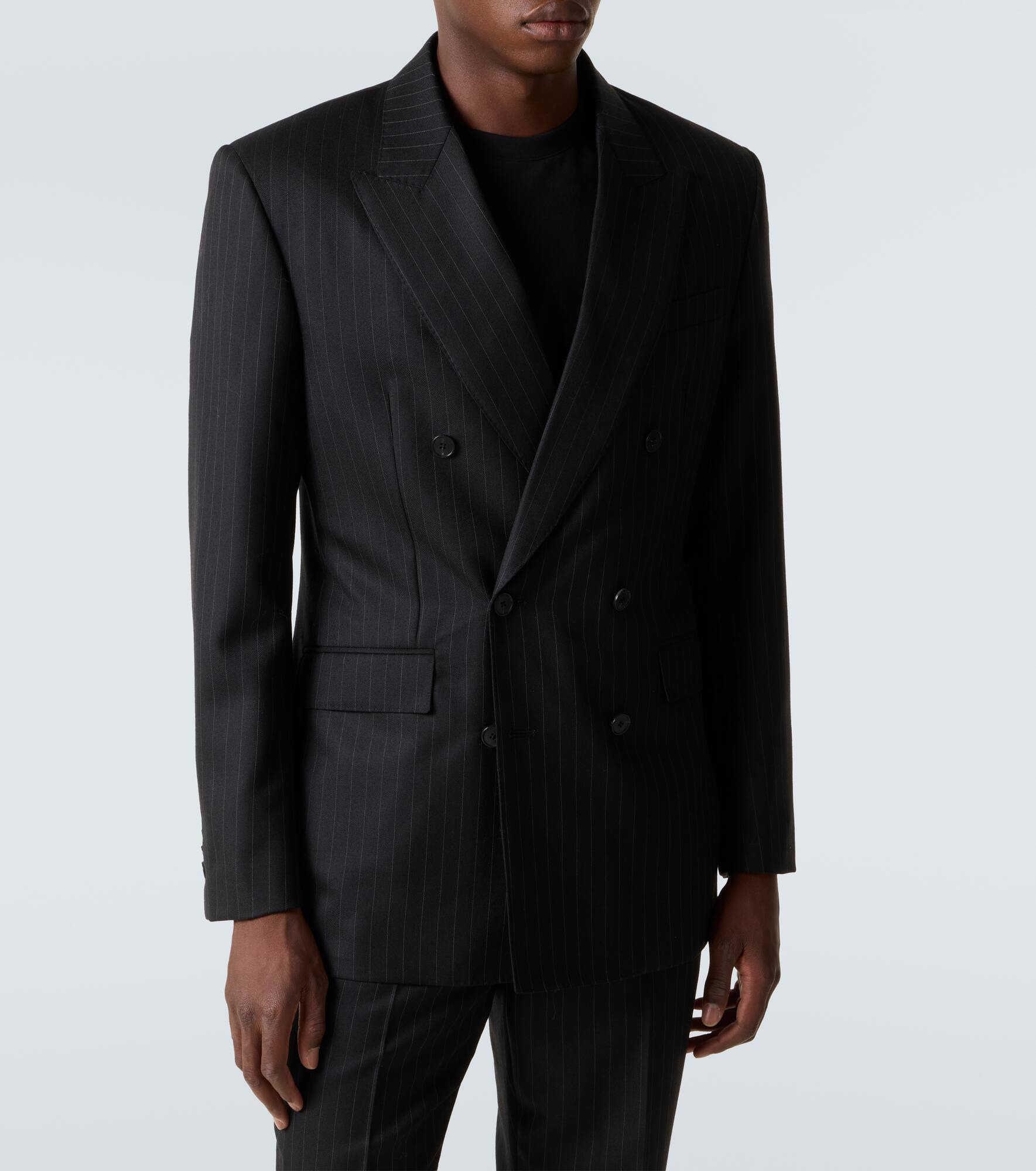 Pinstripe wool blazer - 3