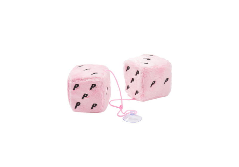 FUZZY HANGING DICE PINK 1