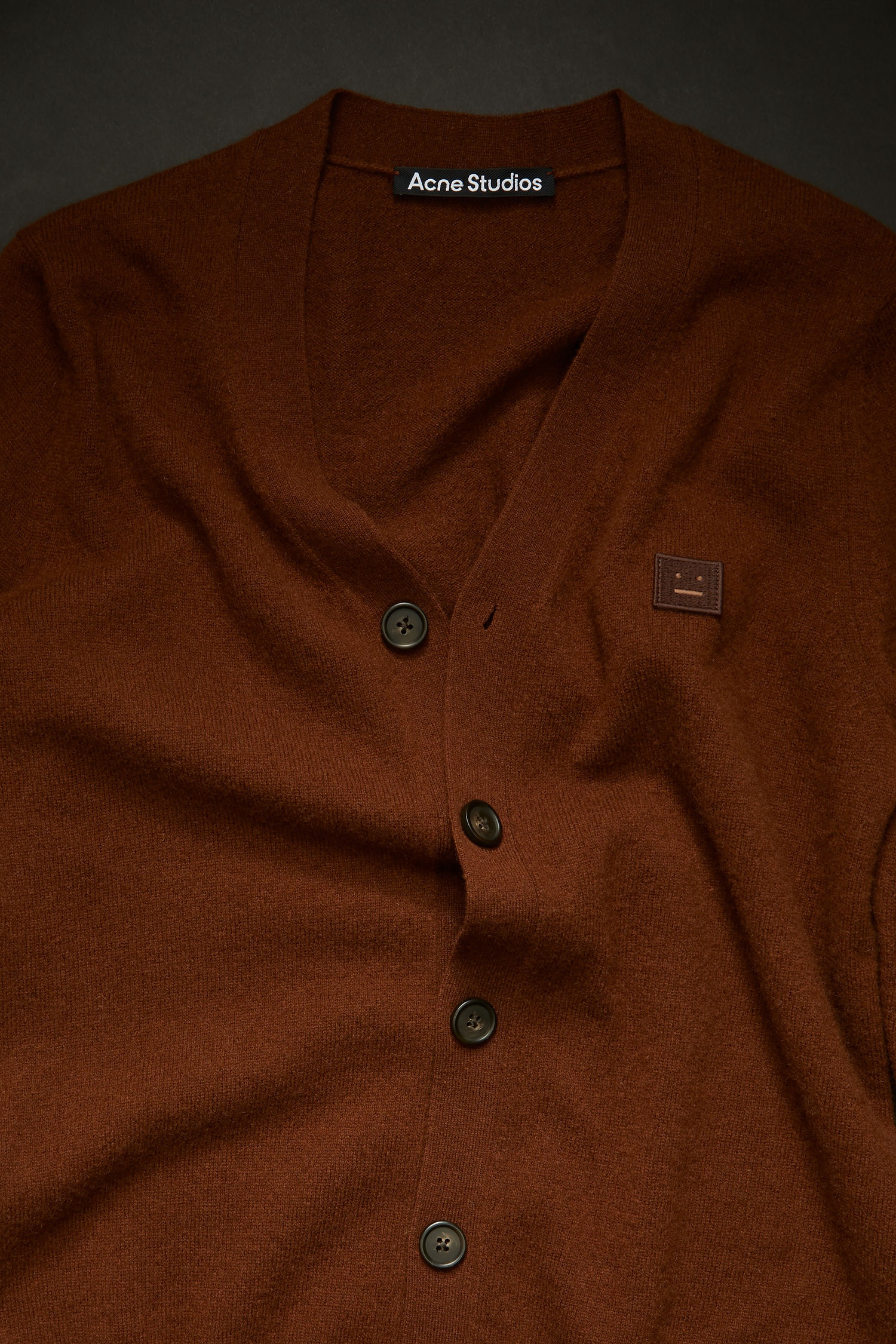 V-neck wool cardigan dark brown - 4