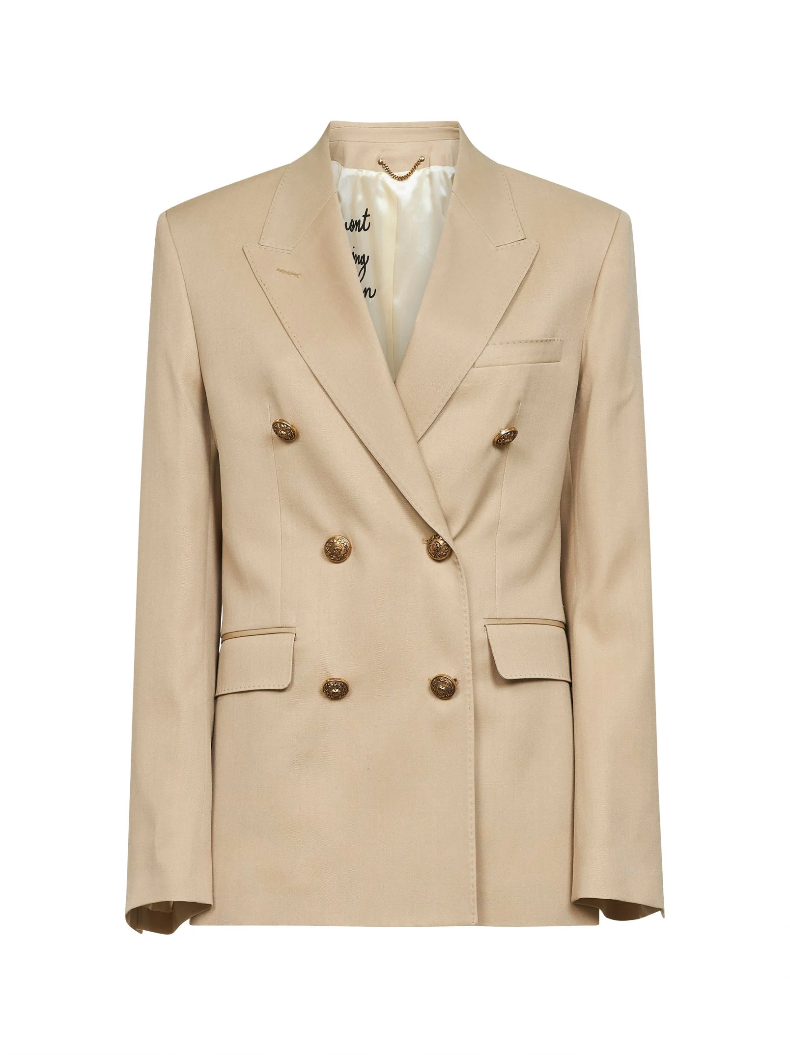 Golden Goose Women Sand Wool Gabardine Double-Breasted Blazer - 1