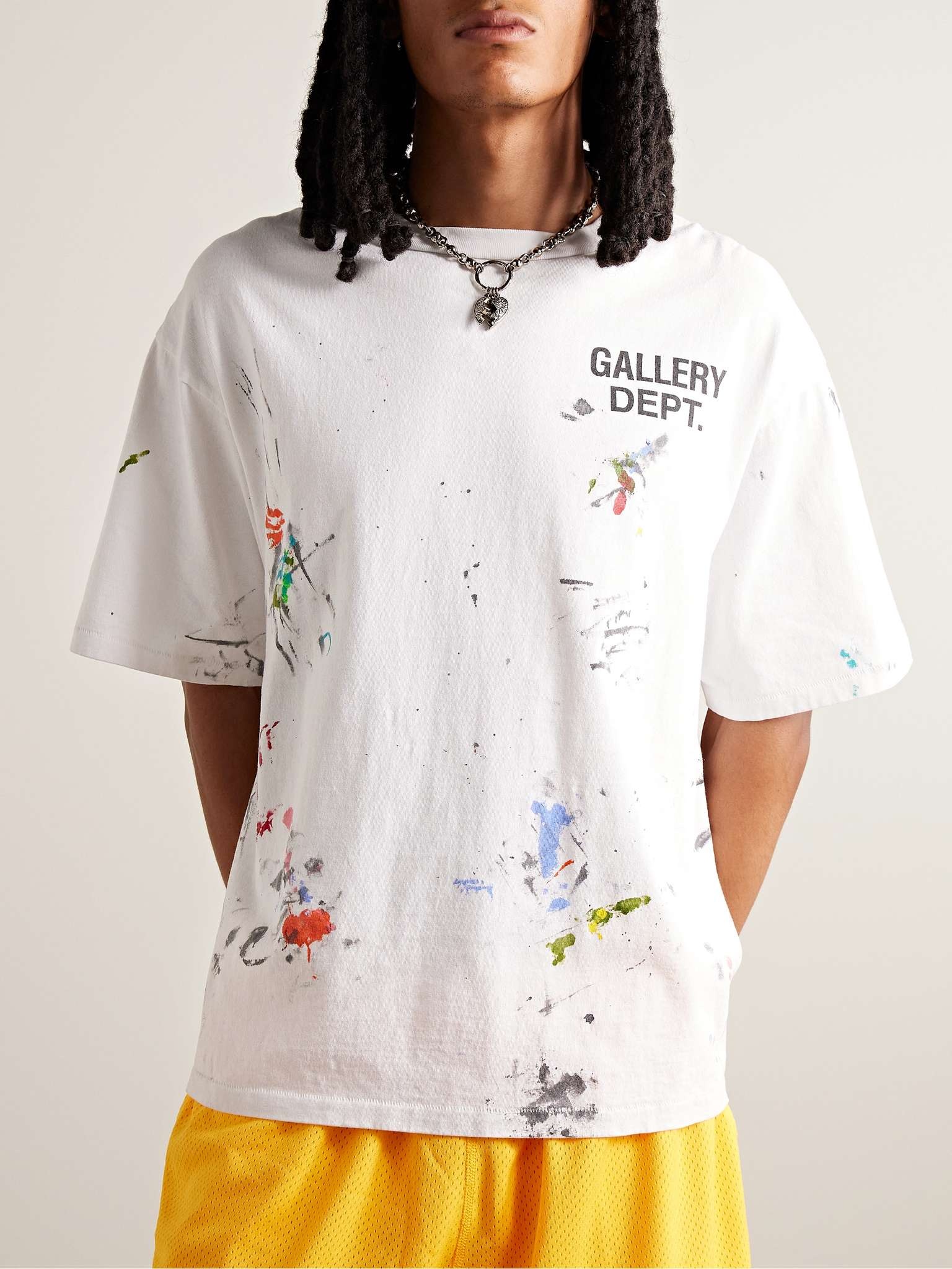 Paint-Splattered Logo-Print Cotton-Jersey T-Shirt - 3