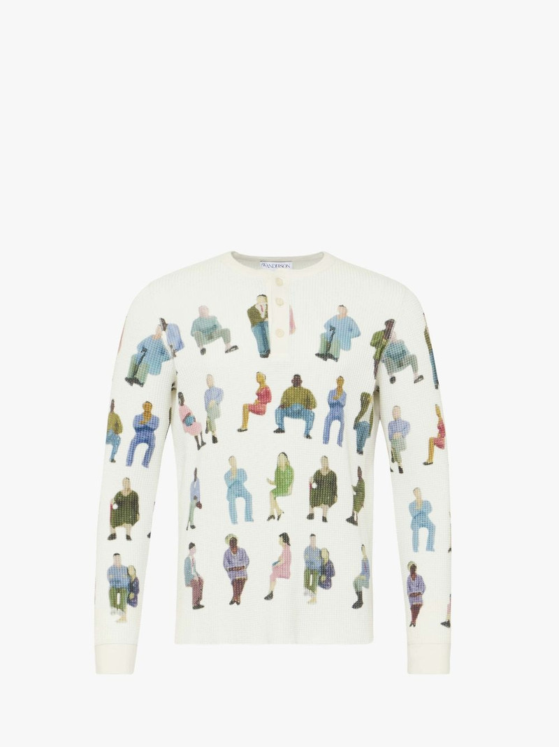 PRINTED WAFFLE HENLEY TOP 1