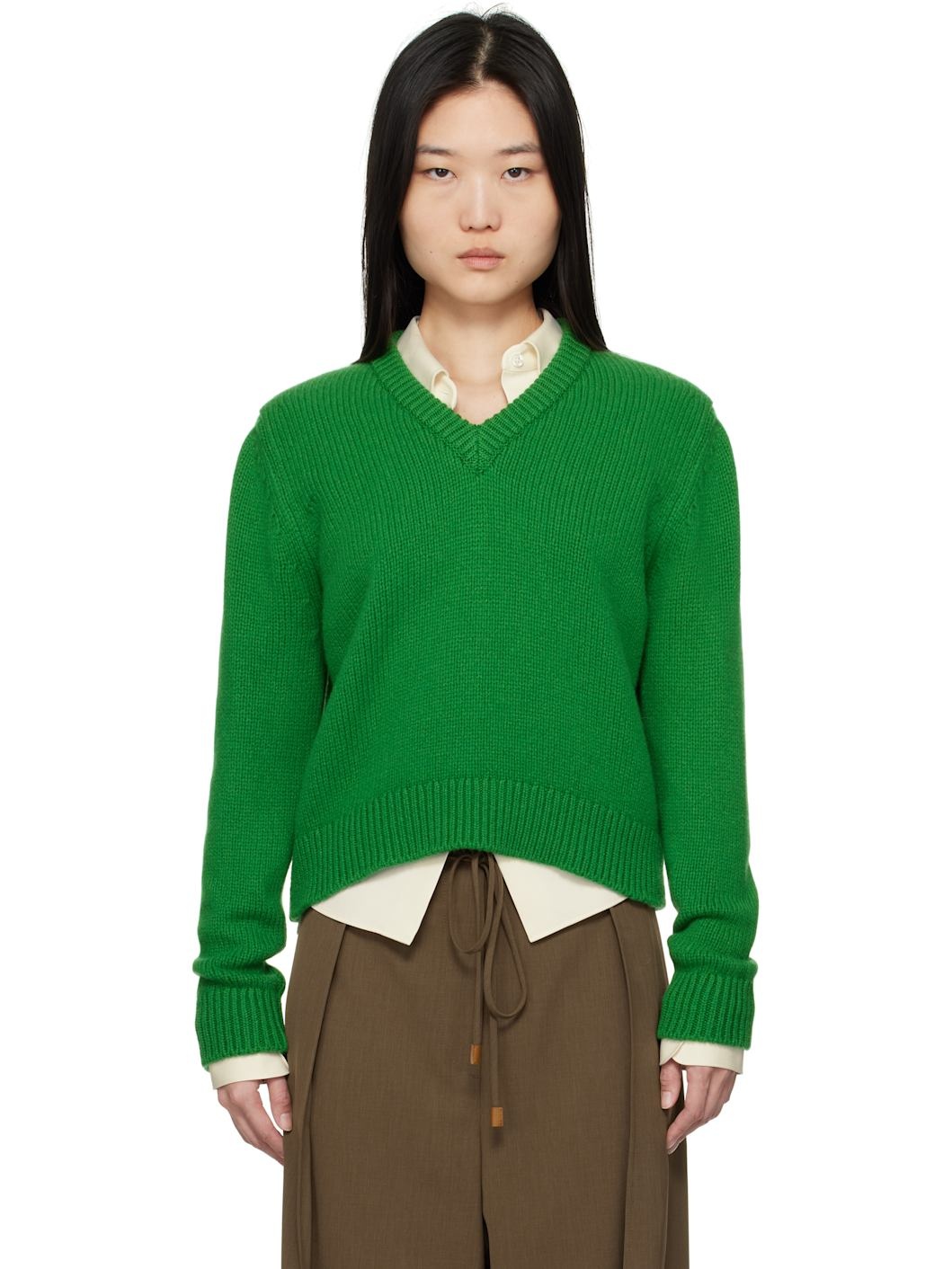 Green Glenn V-neck Sweater - 1