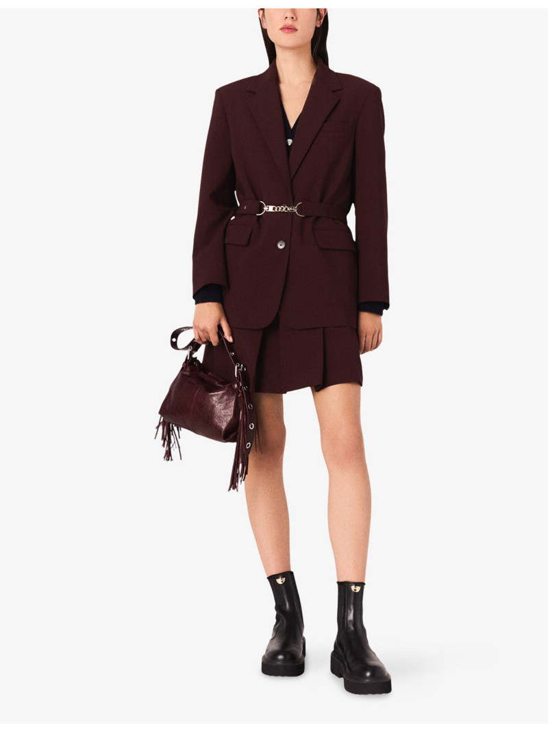 maje Belted Single-Breasted Stretch Wool-Blend Blazer outlook