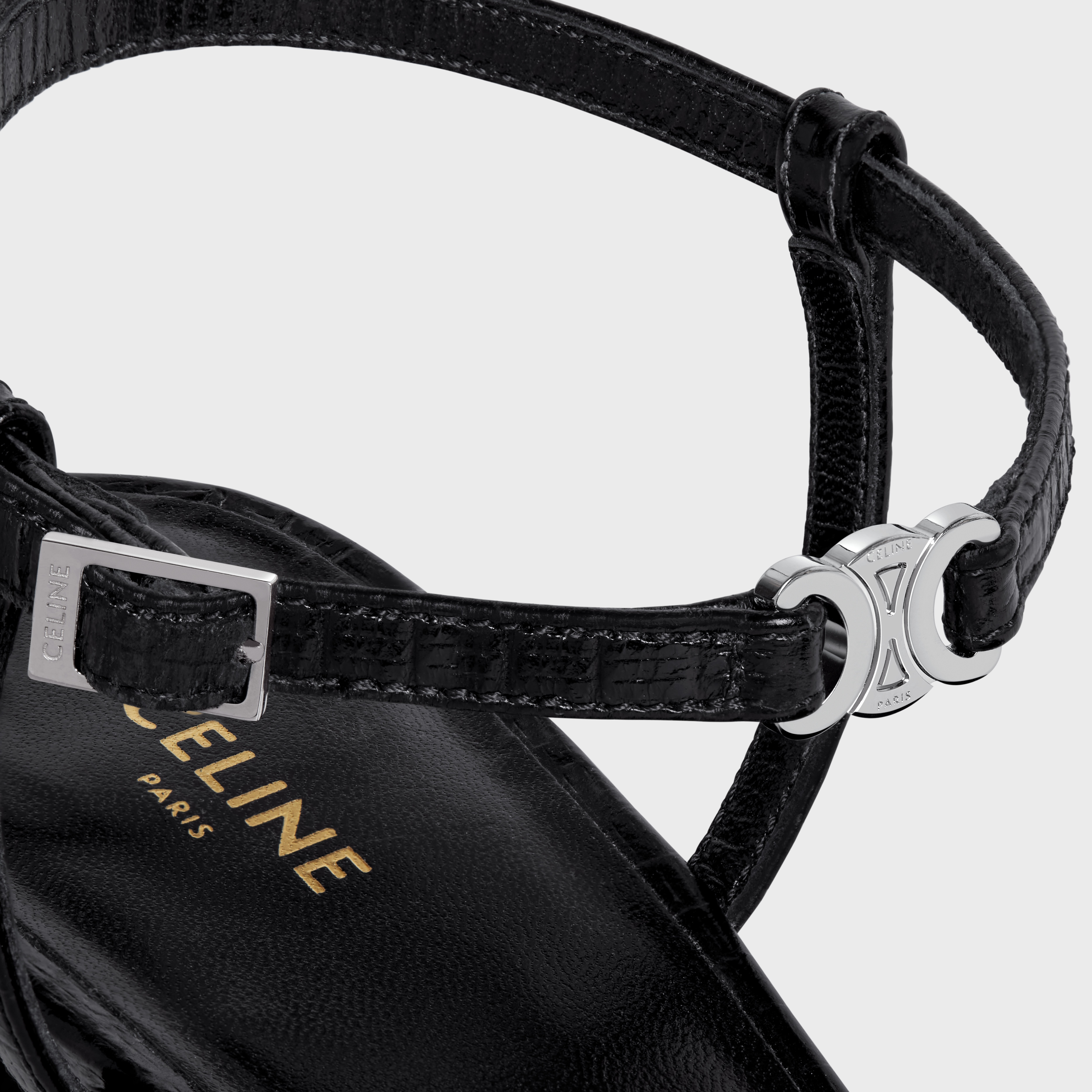 CELINE KITTEN TRIOMPHE STRAP PUMP in TEJUS STAMPED GOATSKIN - 5
