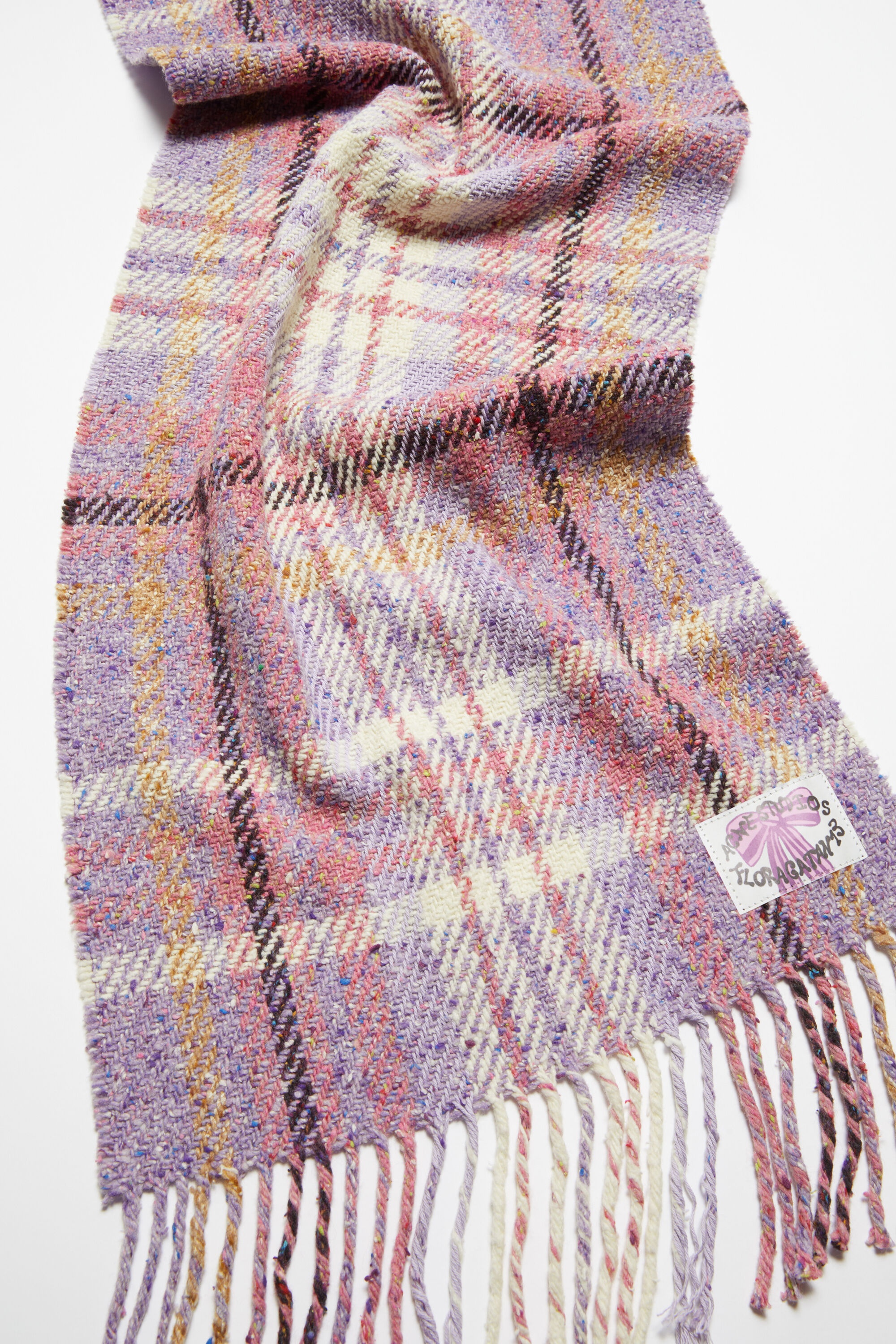 Plaid fringe scarf - Violet purple - 4