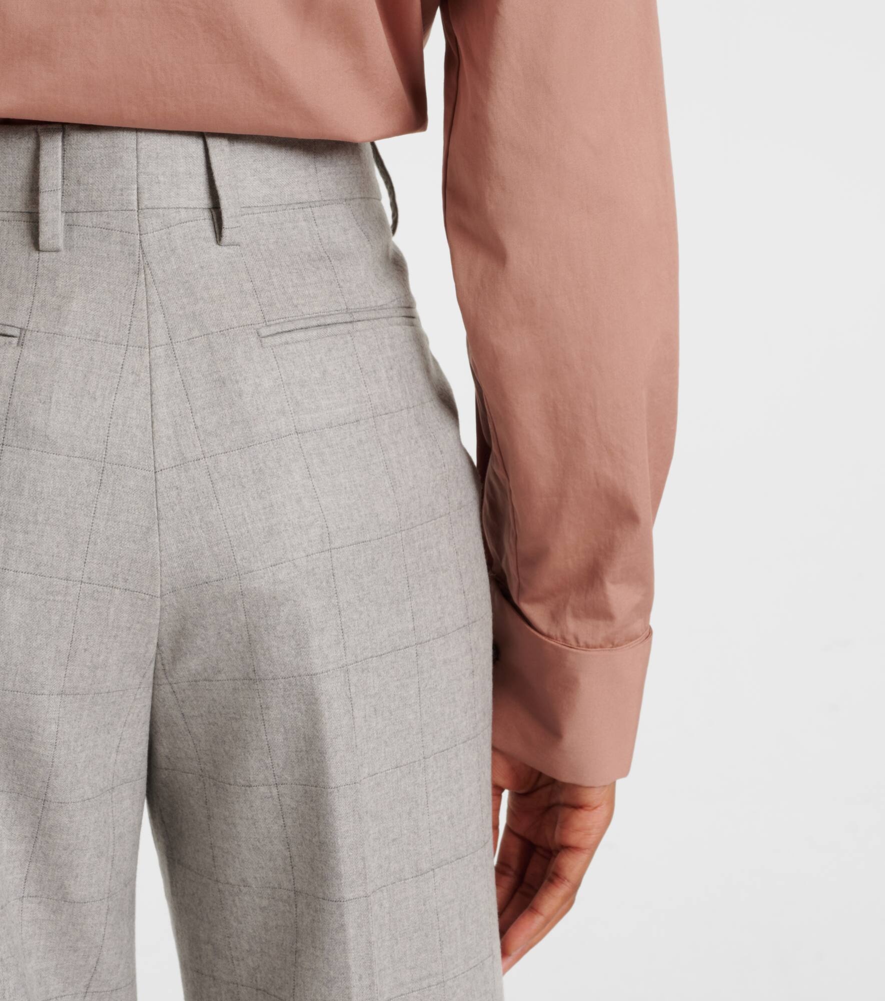 Checked wool straight pants - 5