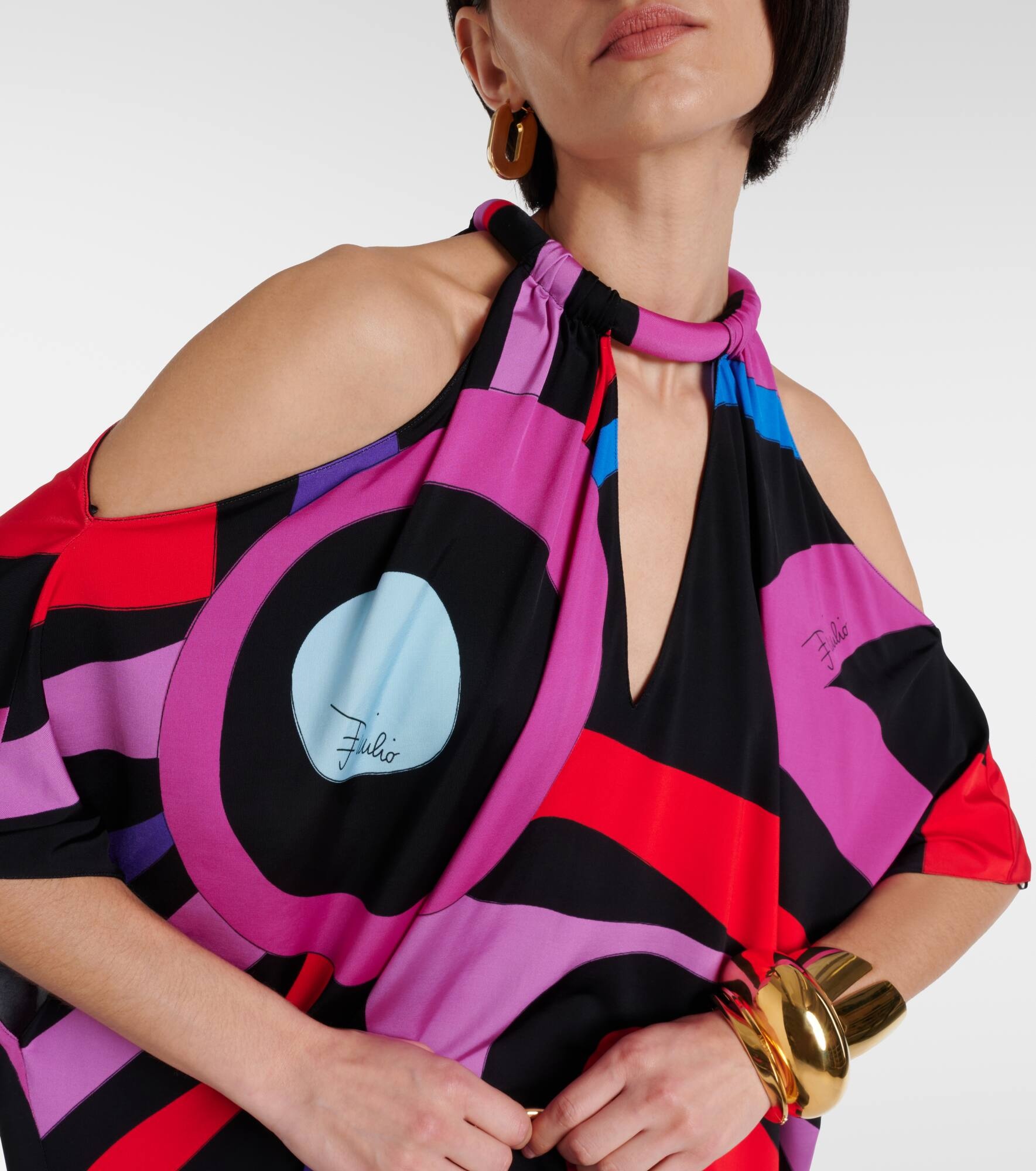 Marmo-printed draped satin jersey kaftan - 4