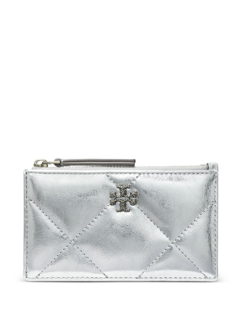 Kira diamond-quilted zip-up card case 1